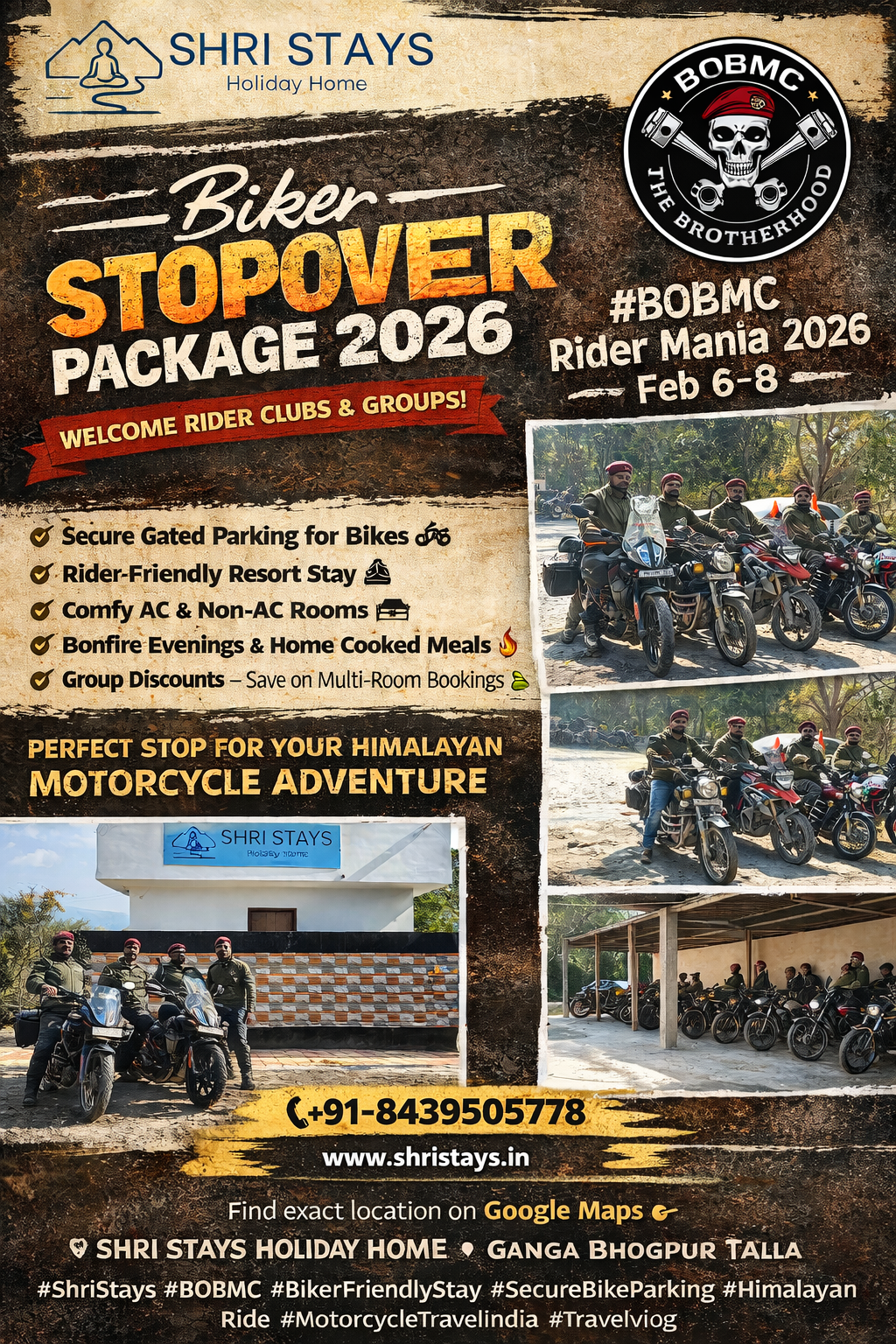 Biker group stay at Shri Stays